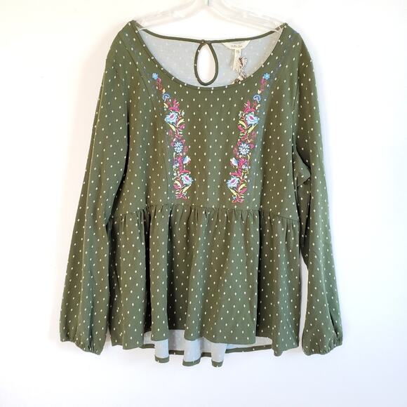 NWT Matilda Jane Plus Size Green Polka Dot Tunic - Picture 3 of 6
